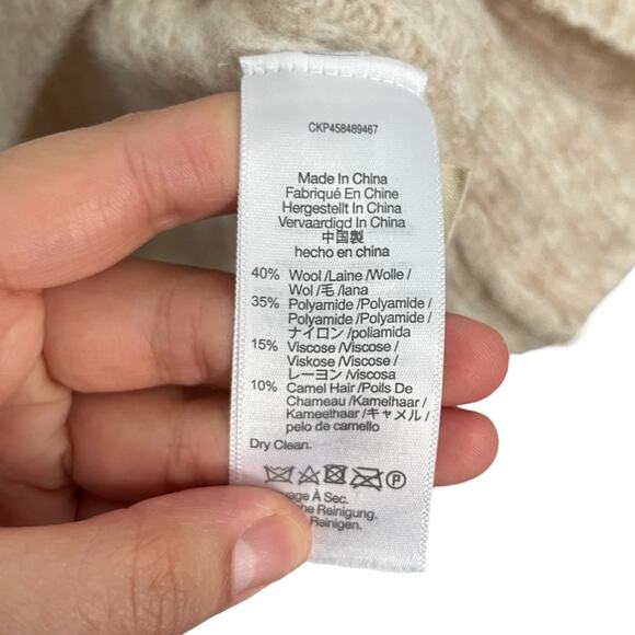 Madewell Belfiore Ribbed Pullover Sweater Wool Blend Oatmeal Tan Office Cabin S - Picture 8 of 9